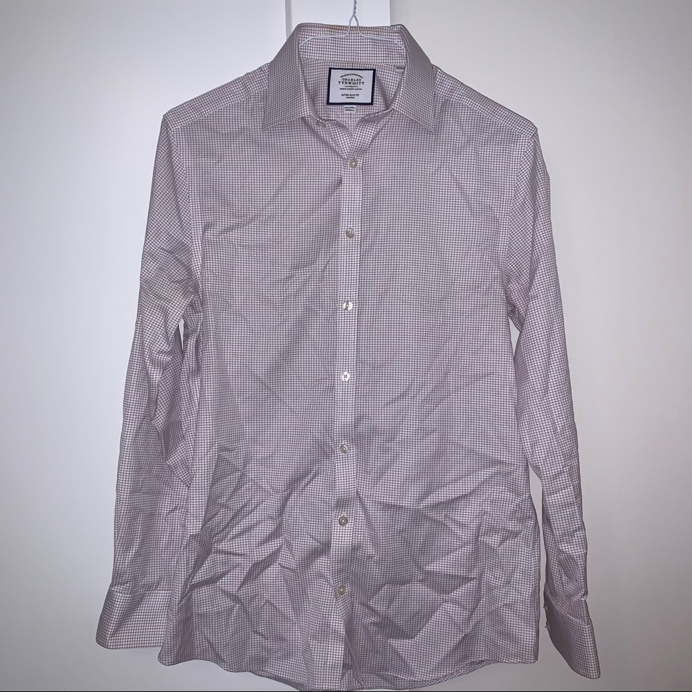 Men’s Purple Plaid Slim Fit Dress Shirt